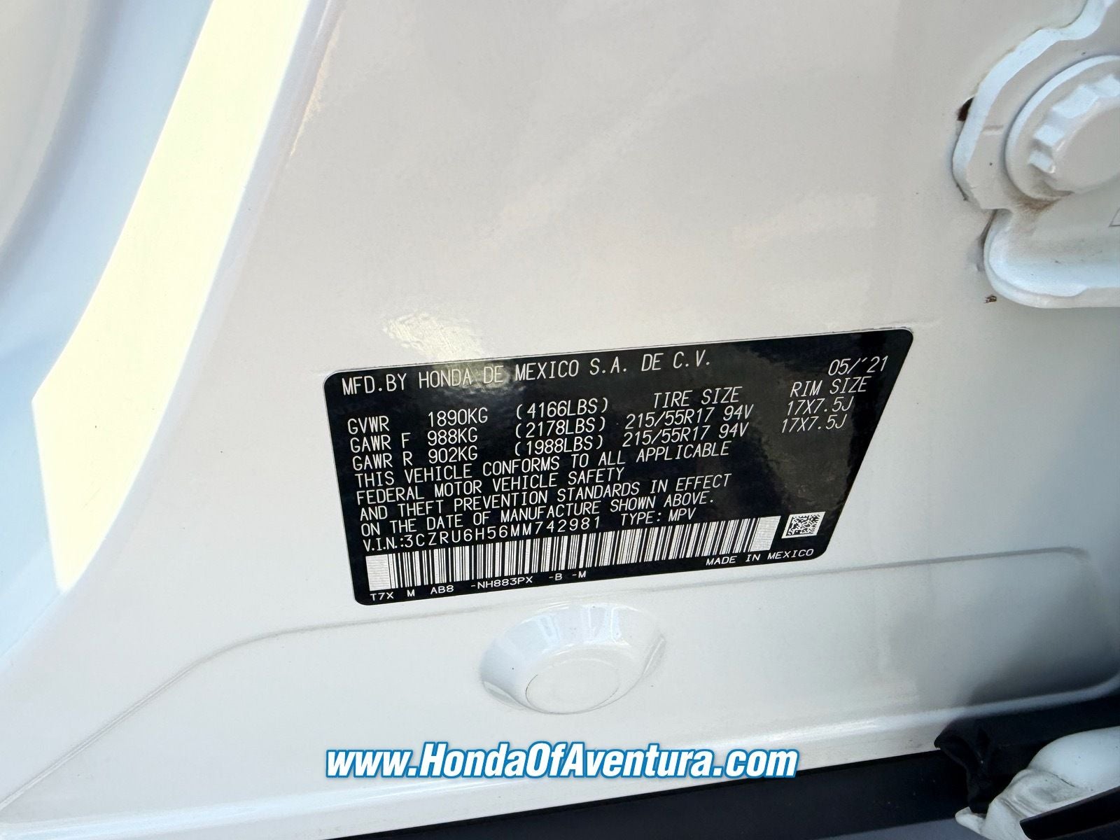 2021 Honda HR-V EX AWD/ CERTIFIED