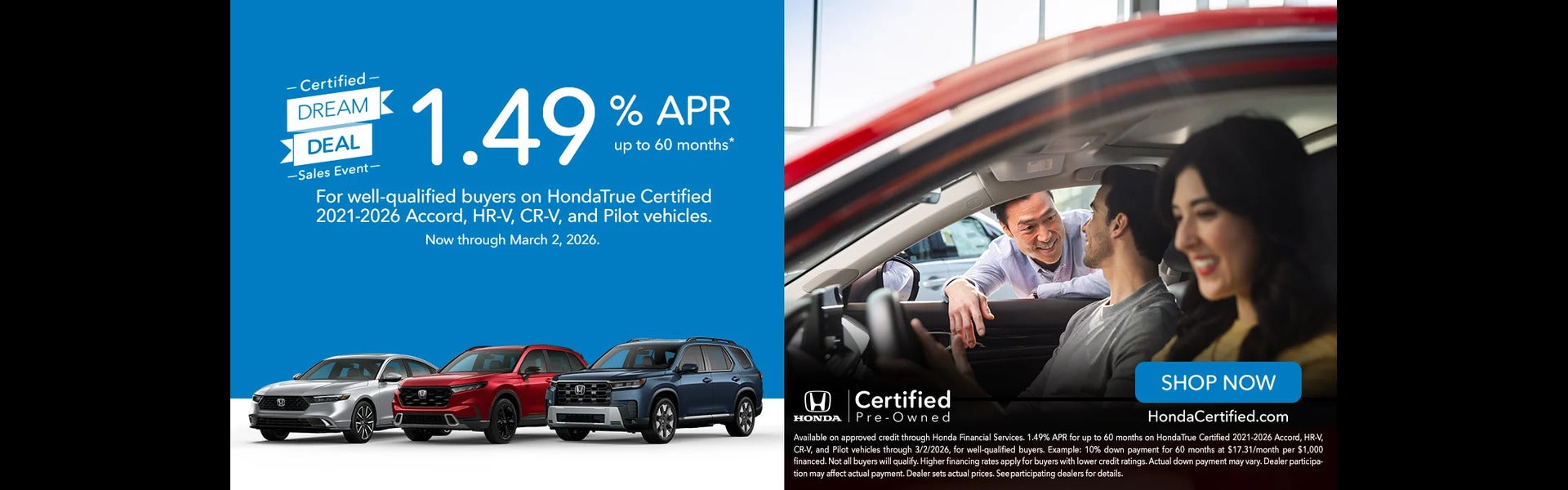 1.49% APR on select models