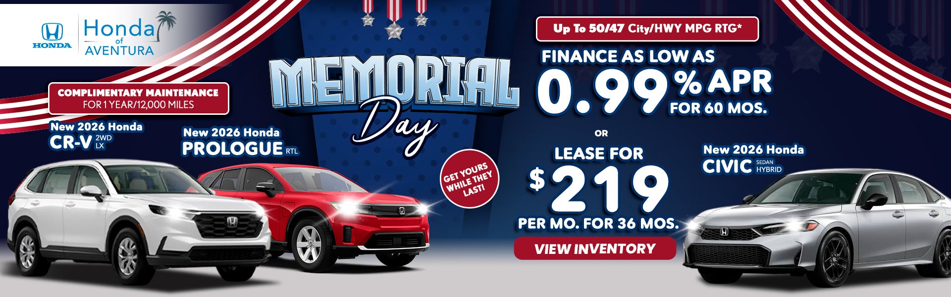 Especiales de Honda de Memorial Day